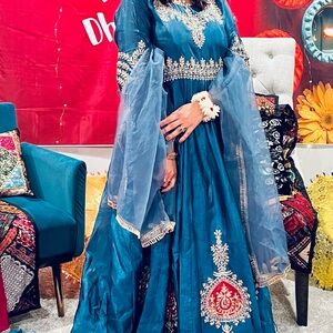 Sold
Blue Embellished Long Sleeve Gown with Bishop Sleeves